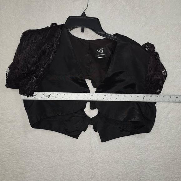 WB by Diamond Black Lace Bodice Tiered Ruffle Skirt Party Dress Bolero Set Sz 14 - Picture 16 of 16